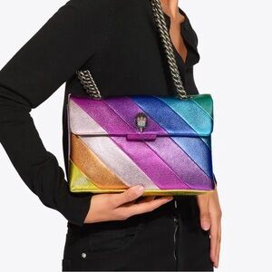 Kurt Geiger Multicolor Rainbow Metallic Leather Shoulder/Crossbody Bag New!